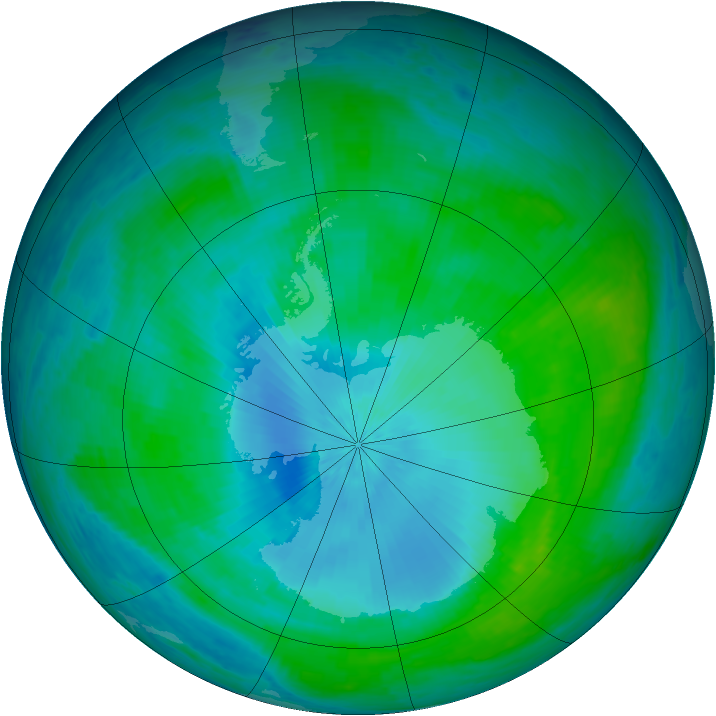 Antarctic ozone map for 07 February 2003